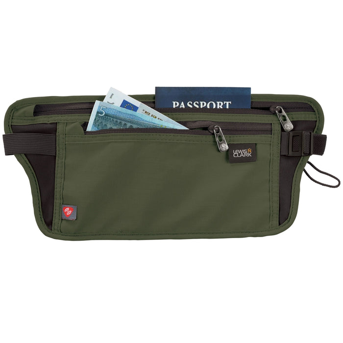 2 Lewis N Clark Waist Stash Fanny Pack RFID Belt Money Pouch Hidden Wallet Olive