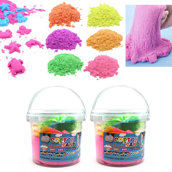 2 Pk Large Magic Cotton Sand Kids DIY Slime Kit Squishy Mud Putty Non Toxic Toy