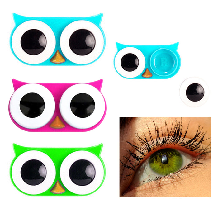 2 Contact Lenses Case Travel Cute Owl Eyes Storage Holder Container Kikkerland