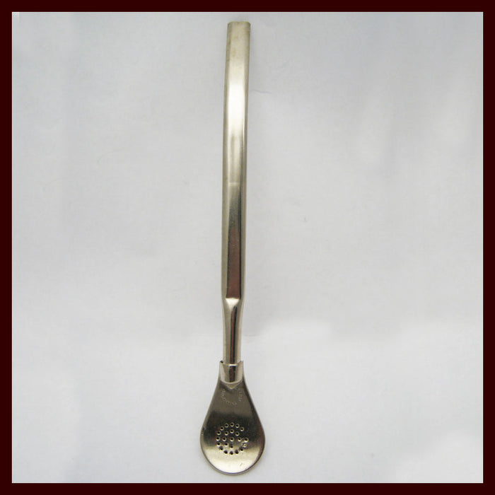 Bombilla Stainless Steel Yerba Mate Filtered Straw Spoon Tea Drinking Silver M13
