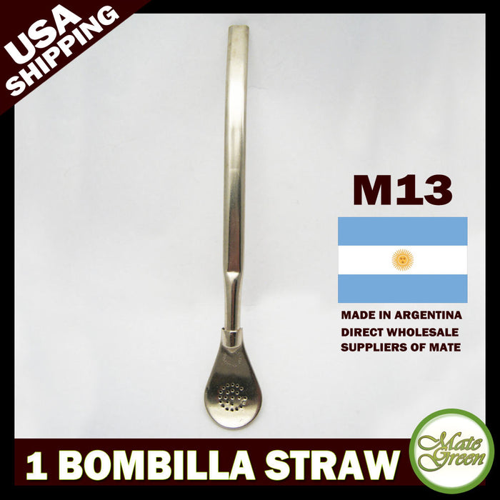 Bombilla Stainless Steel Yerba Mate Filtered Straw Spoon Tea Drinking Silver M13