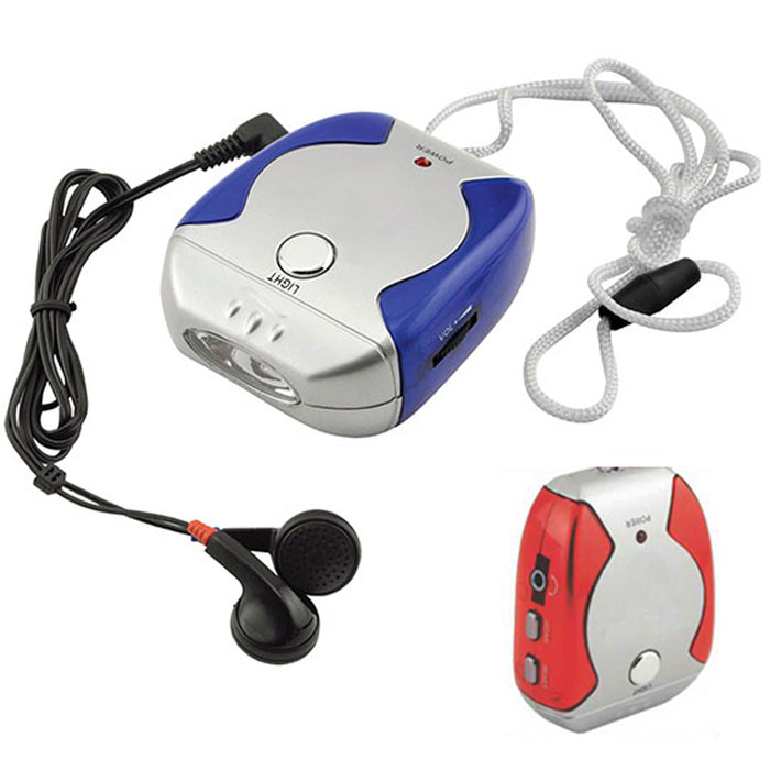 2 X Portable FM Radio Scanner Flashlight Lanyard Stereo Earbuds Battery Operated