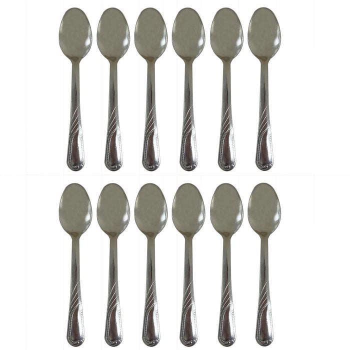 12 Pc Stainless Steel Teaspoon Silverware Set Coffee Tea Spoons Cutlery Flatware