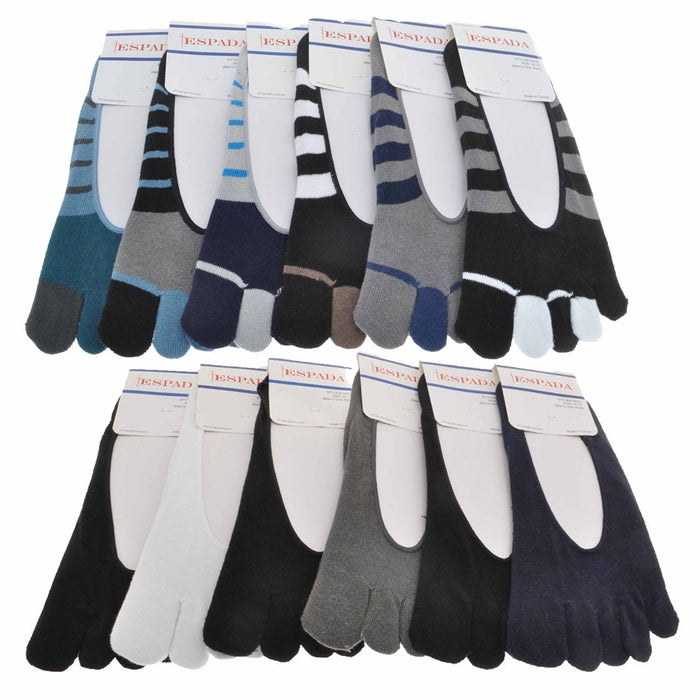 12 Pairs Men's Toe Socks Cotton Invisible Low Cut 5 Finger No Show Sports 10-13