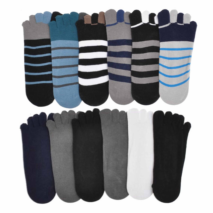 4 Pair Men Invisible Toe Socks Athletic Running No Show Five Finger Cotton 10-13