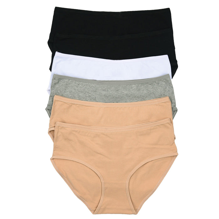 6 Women Plus Size Underwear Briefs Panties Bikini Full Coverage 2XL Cotton Solid