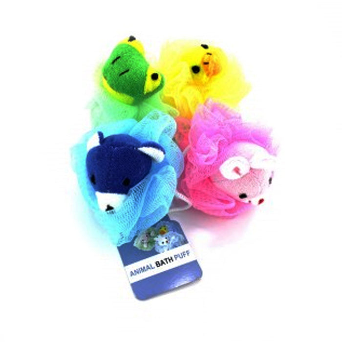 2 Kids Mesh Sponge Bath Scrub Toy Pouf Puff Sponges Stuffed Animal Shower Loofah