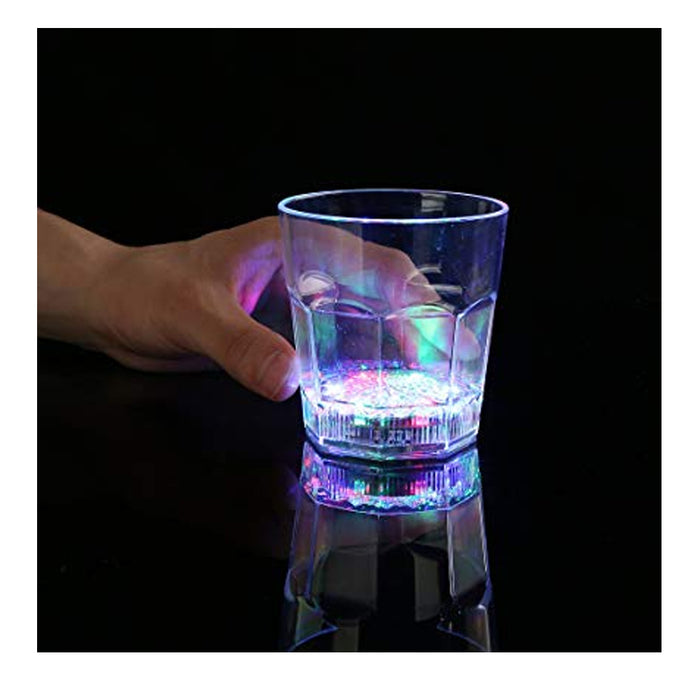 4 LED Flashing Light Cup Whisky Shot Drink Plastic Glass On Off Party Wedding