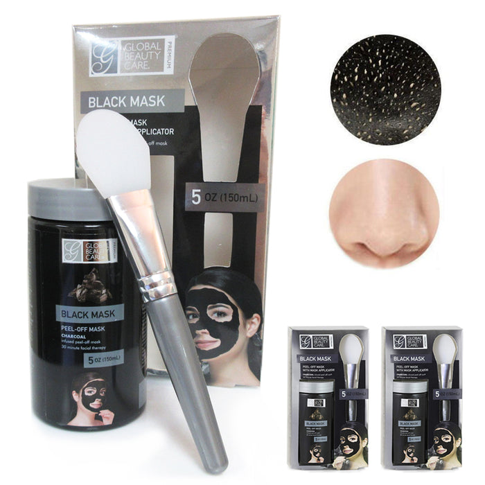 2-Packs Blackhead Peel Off Mask + Brush Blackhead Remover Purifying Charcoal Set
