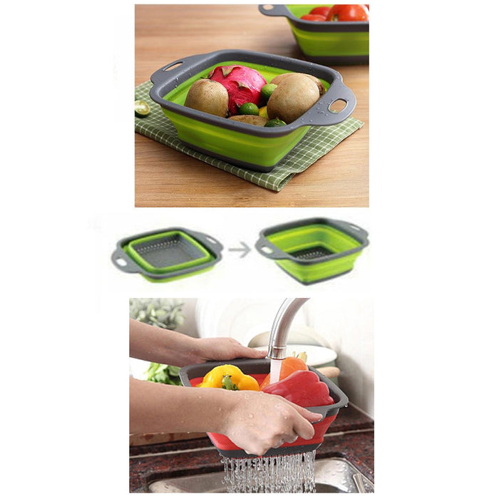 2 Pc Collapsible Kitchen Strainer Colander Folding Wash Pasta Straining Kitchen