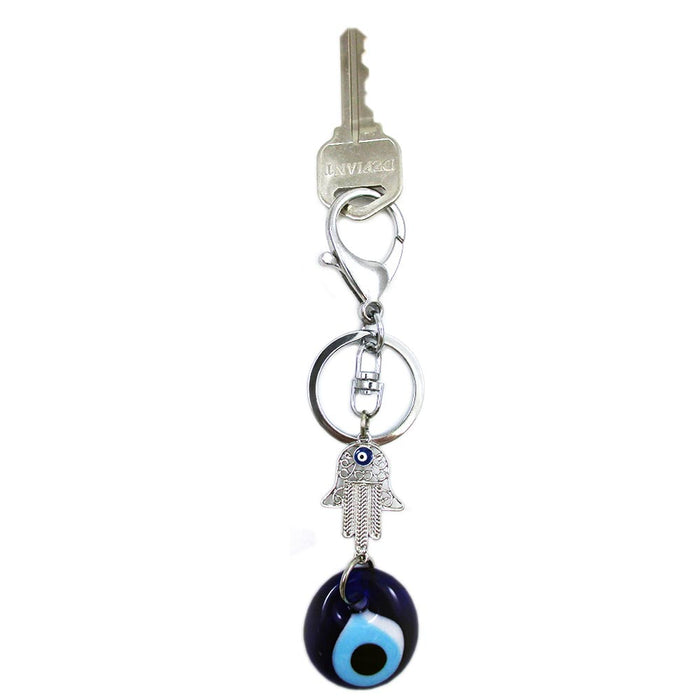 2PC Evil Eye Hamsa Hand Fatima Keychains Protection Blue Charm Lucky Kabbalah