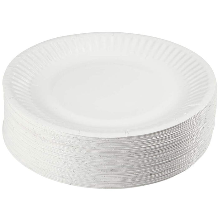 100 Ct 9" White Round Paper Dinner Plates Party Dinnerware Tableware Disposable
