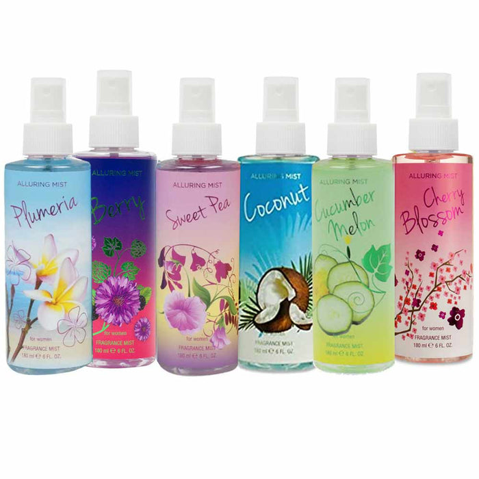 6 Body Spray Mist Assorted Scents Splash Perfume Bath Fragrance Deodorize 6 Oz