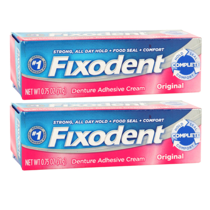 2 Pk Fixodent Denture Adhesive Cream Gum Comfort Lasting Strong Hold Food Seal