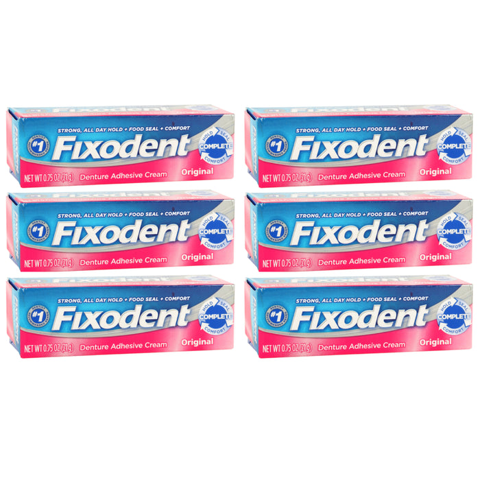 6 Pk Fixodent Denture Adhesive Cream Food Seal Gum Comfort Lasting Strong Hold