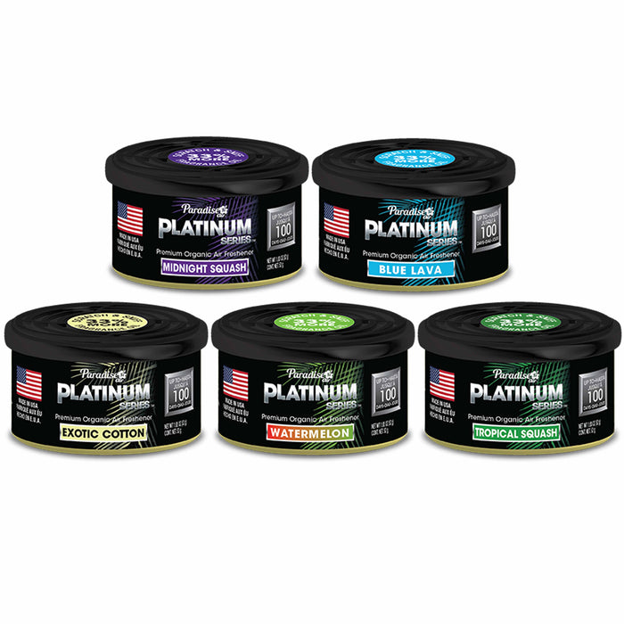 12 Paradise Platinum Organic Air Freshener Fiber Can Assorted Long Lasting Scent
