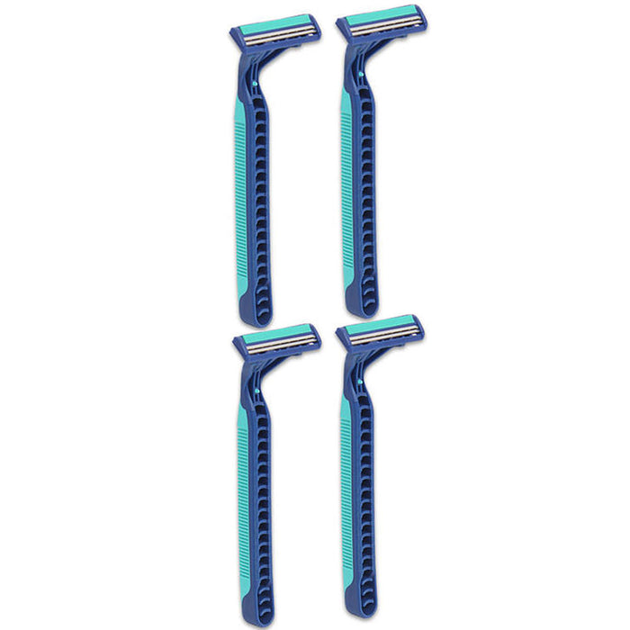 4 PC Gillette Disposable Razors Blue 2 Plus Twin Blade Ultra Grip Shaver Mens