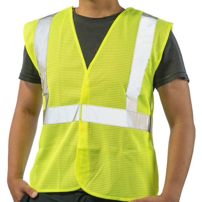 1 Reflective Safety Work Vest ANSI Class 2 Neon Yellow High Visibility Emergency