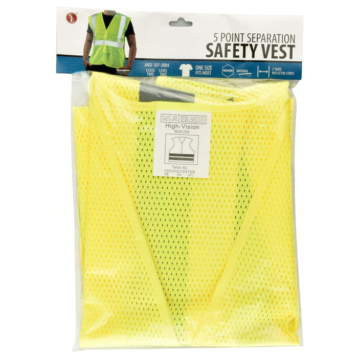 1 Reflective Safety Work Vest ANSI Class 2 Neon Yellow High Visibility Emergency