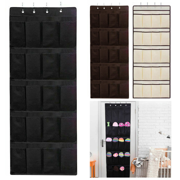 2 Pc Shoe Organizer Rack 24 Pocket Over Door Hanging Storage Space Saver Hanger