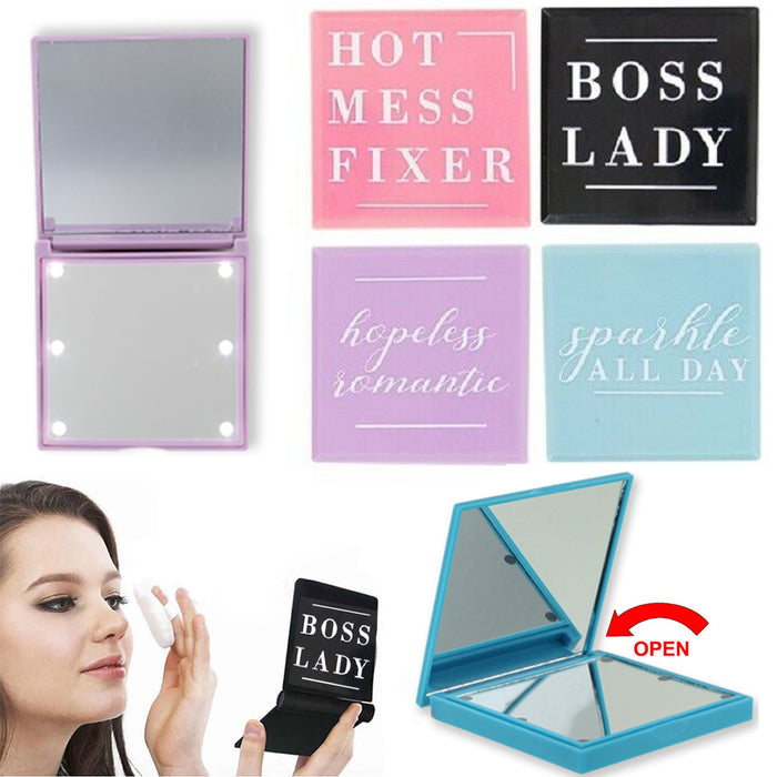 1 Compact Mirror Light Magnification Travel Makeup 2 Sided Handheld Purse Pocket