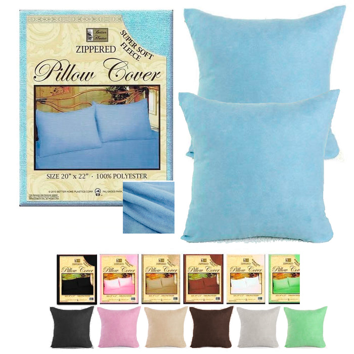 2 Pack Decorative Square Pillow Covers Zippered Cushion Covers Bedding Soft