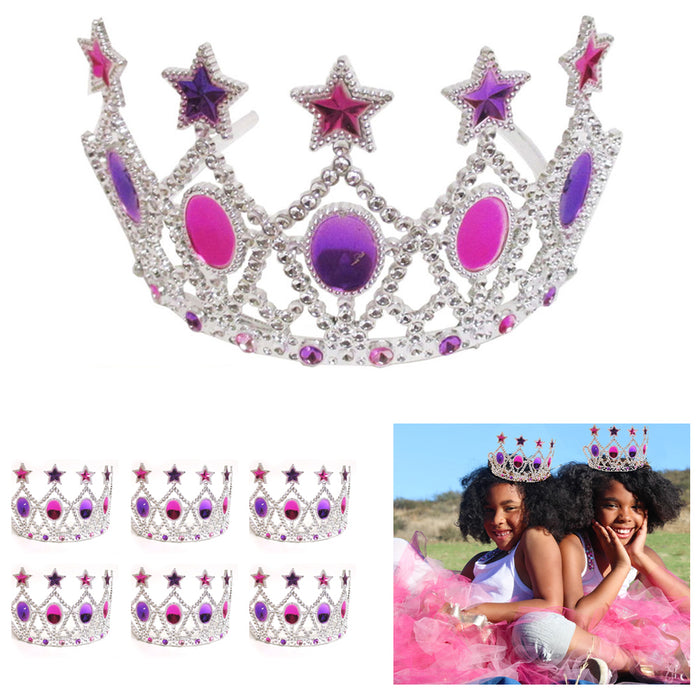 6Pc Tiara Princess Crown Party Favors Charming Girls Rhinestone Wedding Headband