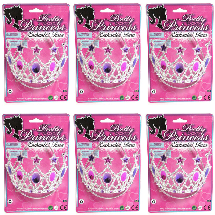 6Pc Tiara Princess Crown Party Favors Charming Girls Rhinestone Wedding Headband