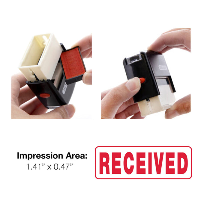 2 Pc Received Self Inking Rubber Stamp Red Ink Phrase Business Office Store Work