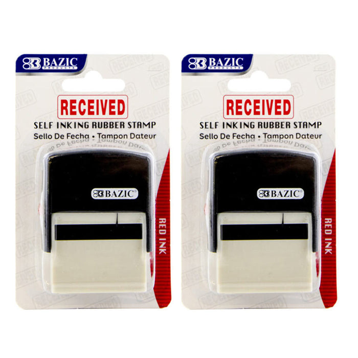 2 Pc Received Self Inking Rubber Stamp Red Ink Phrase Business Office Store Work