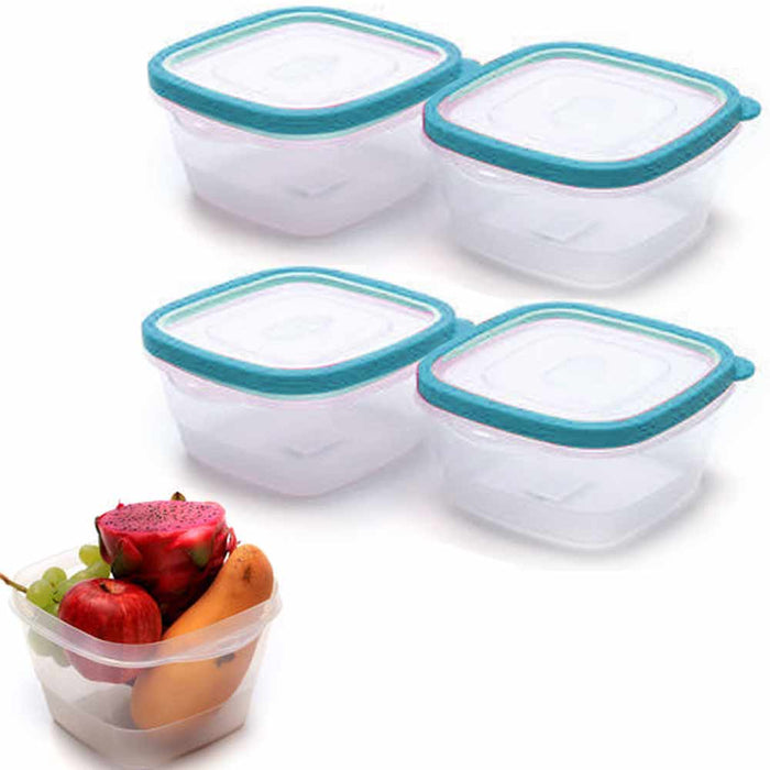 4 Pcs Food Prep Storage Containers Lid Airtight BPA Free Plastic Meal Control