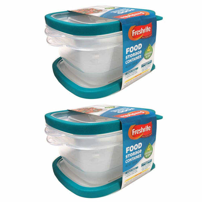 4 Pcs Food Prep Storage Containers Lid Airtight BPA Free Plastic Meal Control