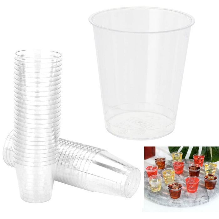 50 Ct Clear Disposable Shot Glasses Hard Plastic Cups Drinkware Party Bar 1.5oz