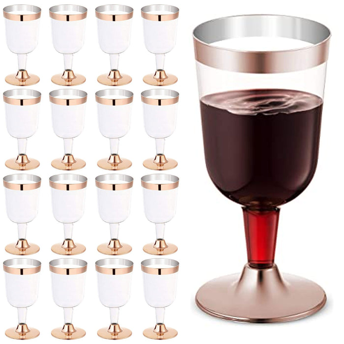 16 X Disposable Wine Glass Rose Gold Plastic Champagne Flute Wedding Party 5.5oz
