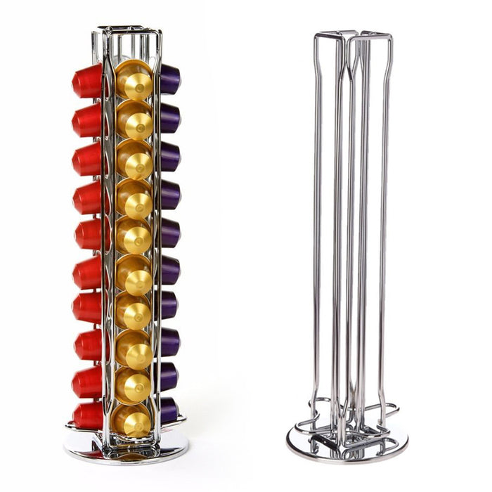 Nespresso Capsules Holder Pod Organizer Carousel Holds 40 Pods Stainless Steel
