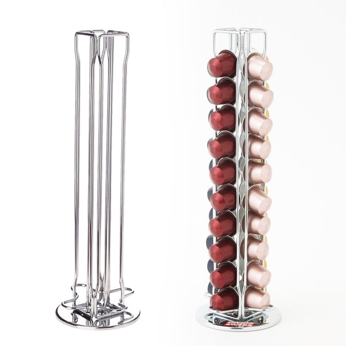 Nespresso Capsules Holder Pod Organizer Carousel Holds 40 Pods Stainless Steel