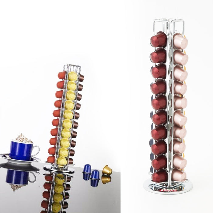 Nespresso Capsules Holder Pod Organizer Carousel Holds 40 Pods Stainless Steel