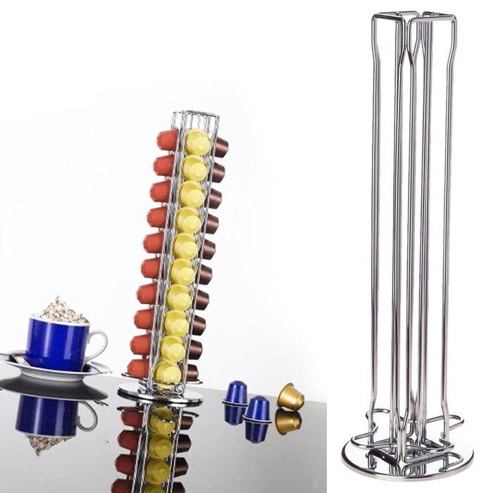 Nespresso Capsules Holder Pod Organizer Carousel Holds 40 Pods Stainless Steel