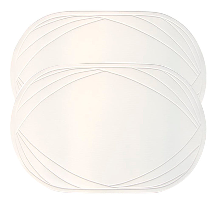 2 Piece Vinyl Placemat Kitchen Home Decor Table Protection Oval Round Mat New !