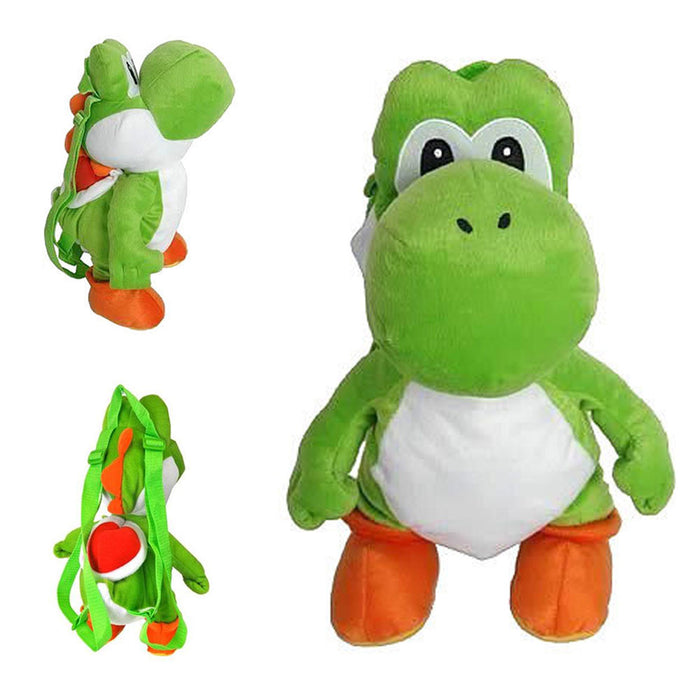 Yoshi Plush Backpack Nintendo Super Mario Bros Stuffed Bag Zipper Kid School 18