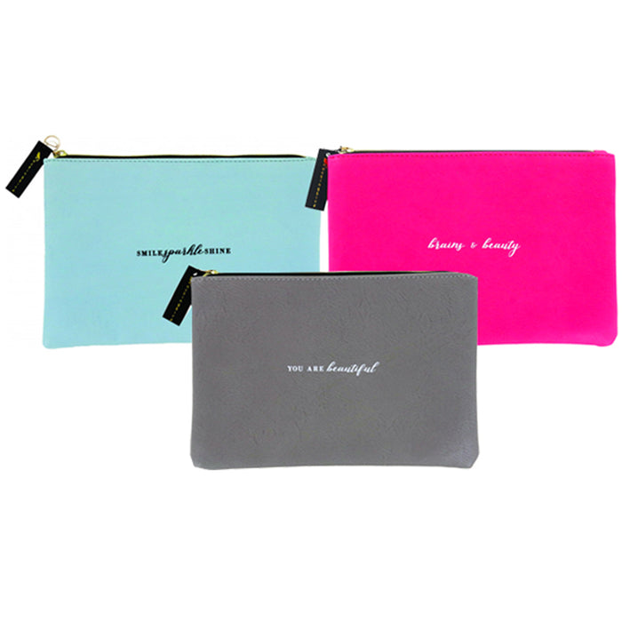2 Beauty Cosmetic Pouch Makeup Bag Travel Case Zippered Toiletry Purse Organizer