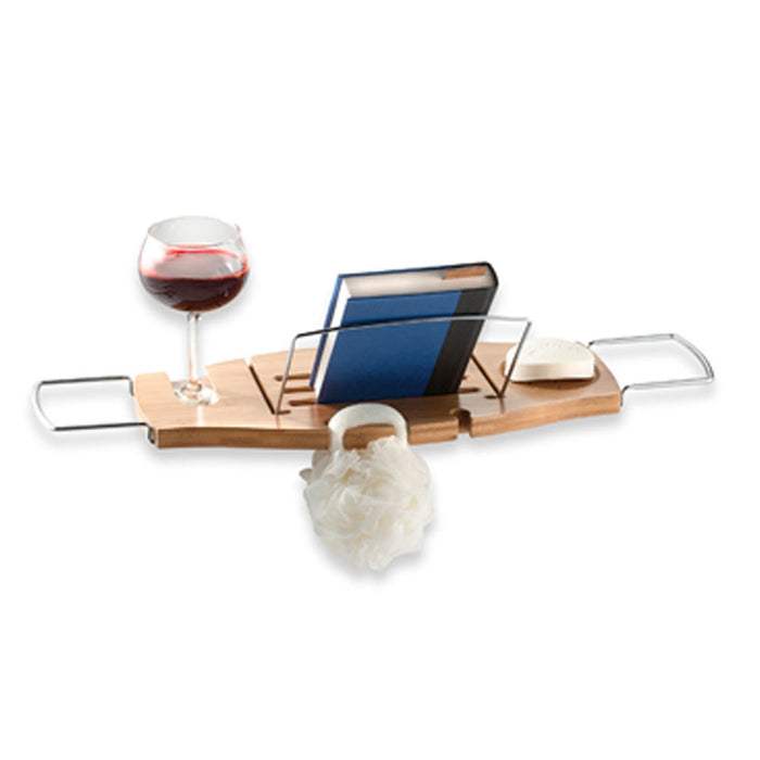 Umbra Aquala Bathtub Caddy Tray Bath Table Organizer Shower Bamboo Book Wine New