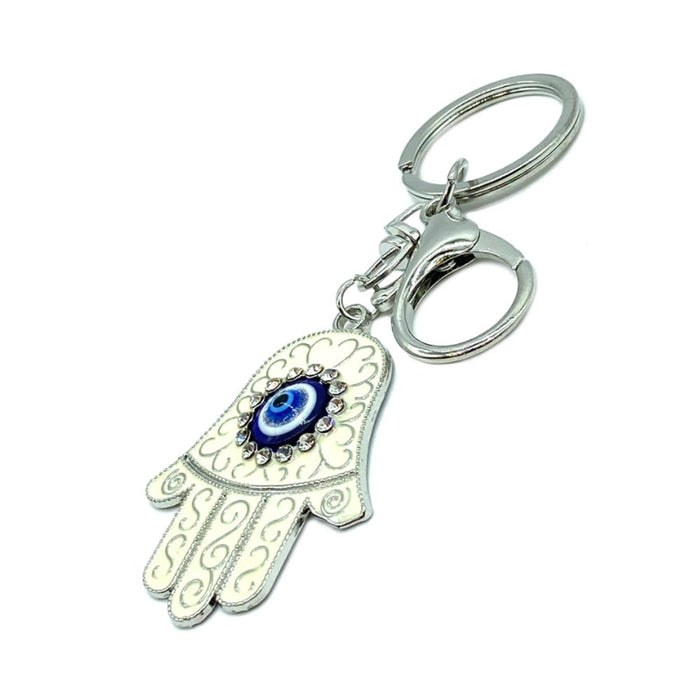 Fatima Charm Hamsa Hand Evil Eye Keychain Lucky Protection Kabbalah Key Holder