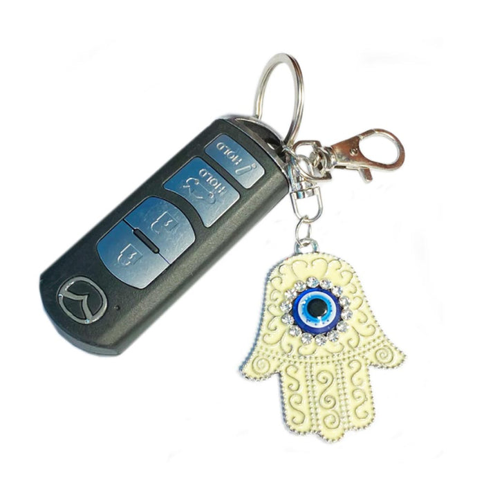 Fatima Charm Hamsa Hand Evil Eye Keychain Lucky Protection Kabbalah Key Holder