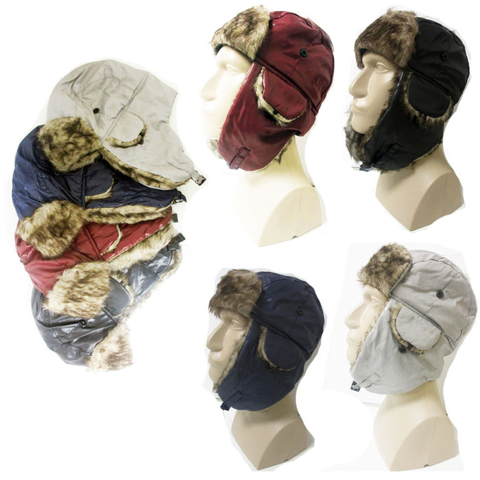 Trapper Warm Earflap Hat Pilot Russian Trooper Fur Winter Snow Ski Cap Sport New