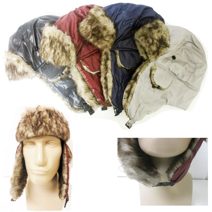 Trapper Warm Earflap Hat Pilot Russian Trooper Fur Winter Snow Ski Cap Sport New