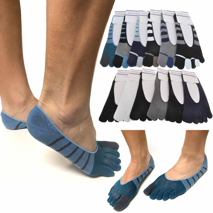 6 Pack Men Cotton Low Cut Toe Socks 5 Finger No Show Invisible Sports Run 10-13