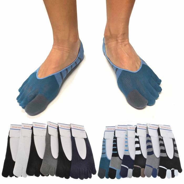 12 Pairs Men's Toe Socks Cotton Invisible Low Cut 5 Finger No Show Sports 10-13