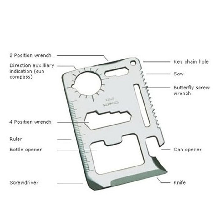 5PCS Multi Tool Hunting Survival Camping Pocket 11in1 Military Credit Card Knife