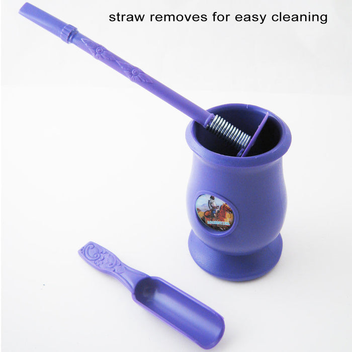 ARGENTINA MATE GOURD YERBA PLASTIC TEA CUP WITH STRAW BOMBILLA KIT GIFT 9334 PUR